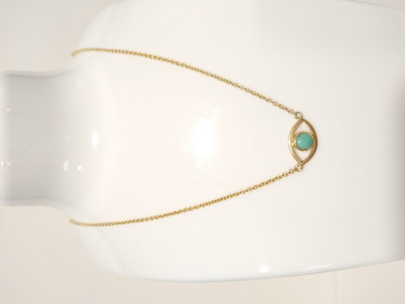 Pura Vida Pendant Necklace Turquoise Evil Eye Dainty Gold Tone 18" Long - Picture 2 of 10